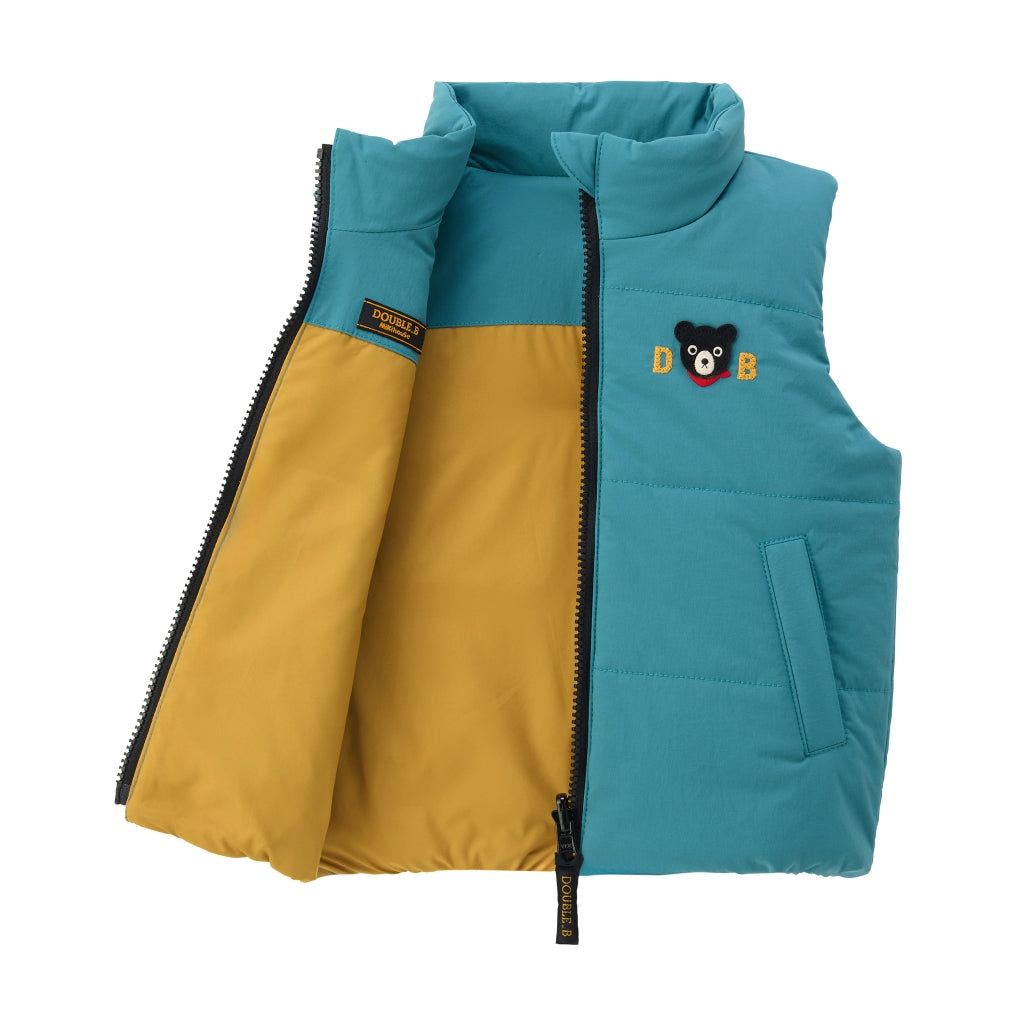 DOUDOUNE DOUBLE B BLEUE SANS MANCHES RÉVERSIBLE