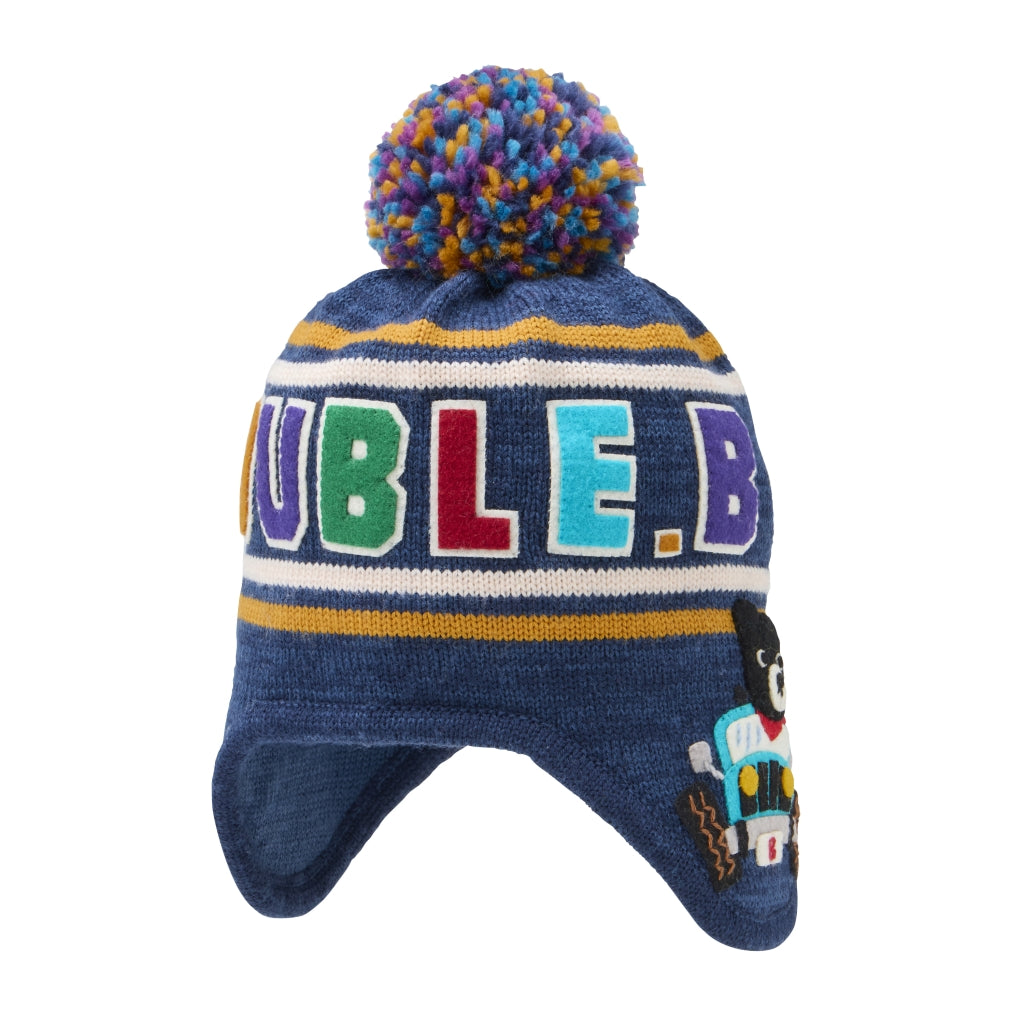BONNET À POMPON DOUBLE B MULTICOLORE