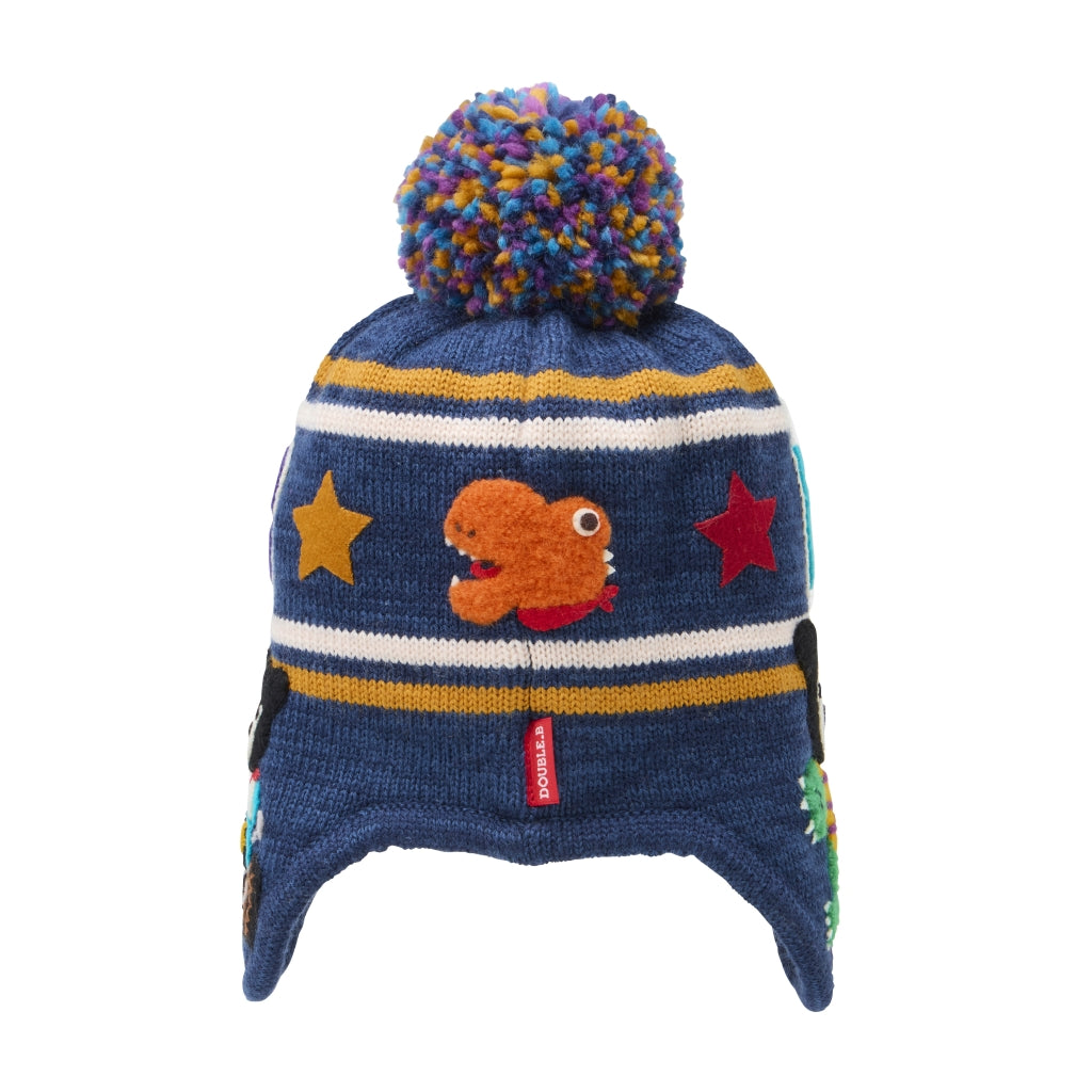 BONNET À POMPON DOUBLE B MULTICOLORE