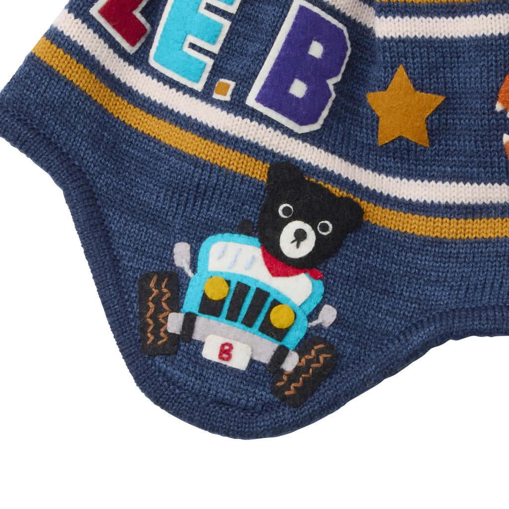 BONNET À POMPON DOUBLE B MULTICOLORE
