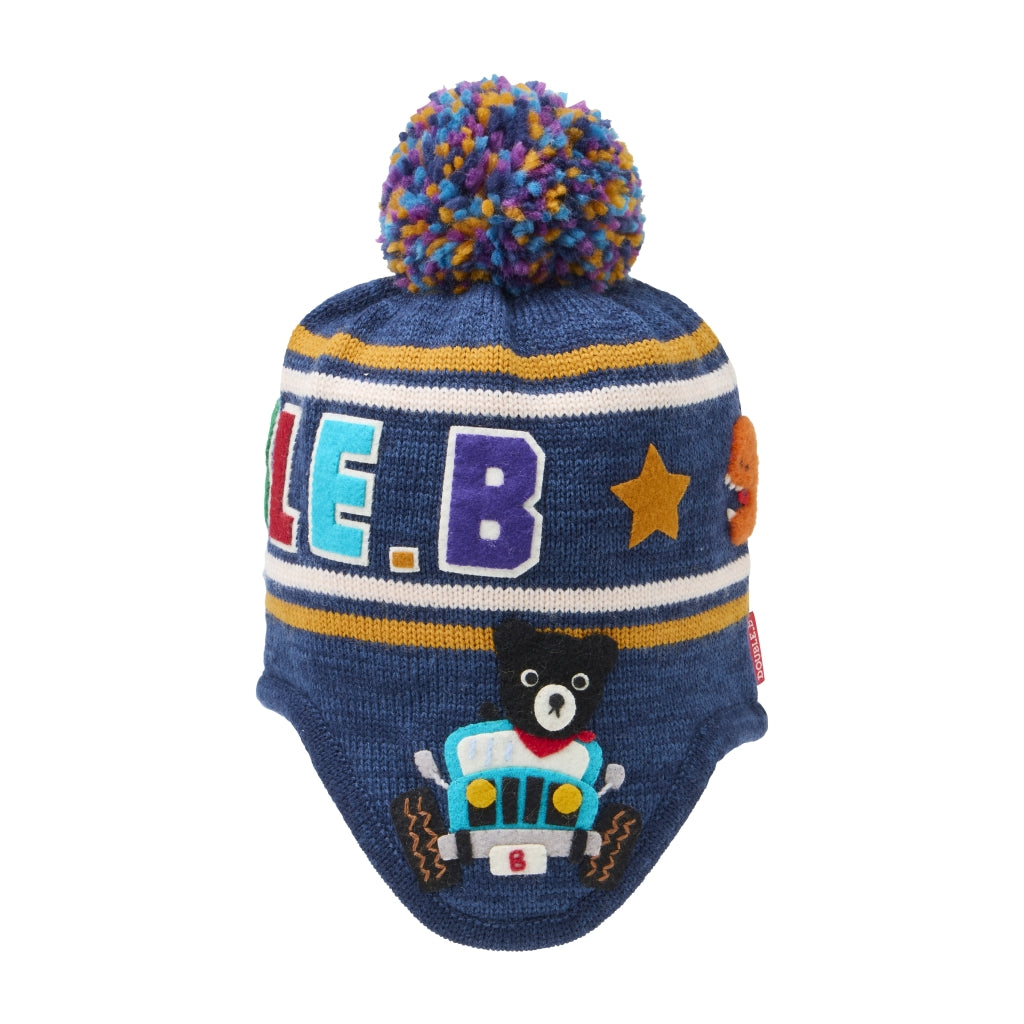 BONNET À POMPON DOUBLE B MULTICOLORE