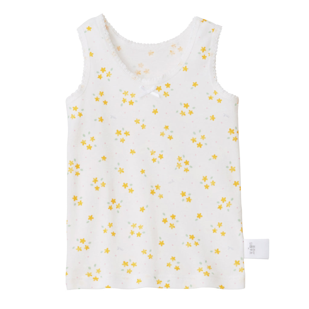 DÉBARDEUR EN COTON BLANC MOTIFS FLEURS JAUNES