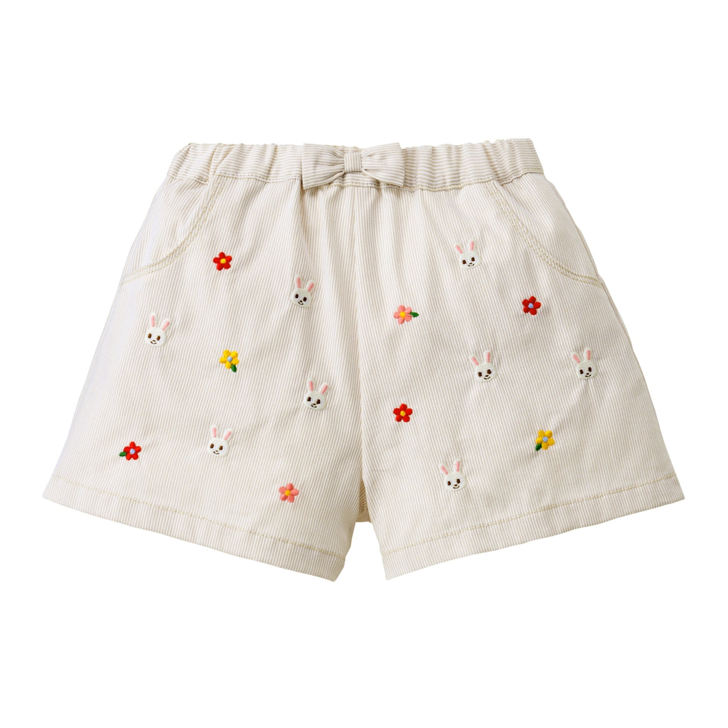 SHORT BLANC USAKO À FLEURS ROUGES