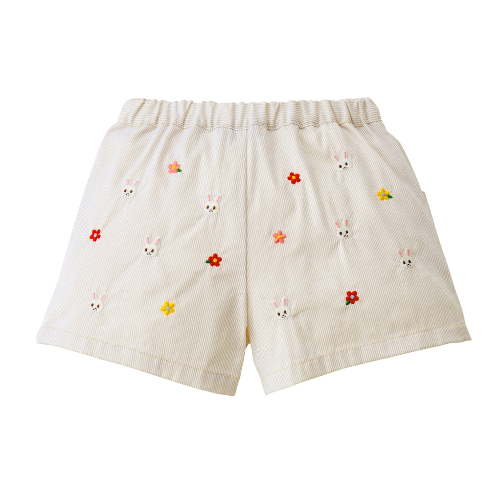 SHORT BLANC USAKO À FLEURS ROUGES