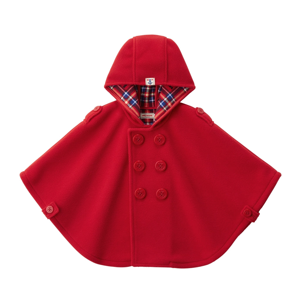 RED CAPE WITH CHECKED INTERIOR