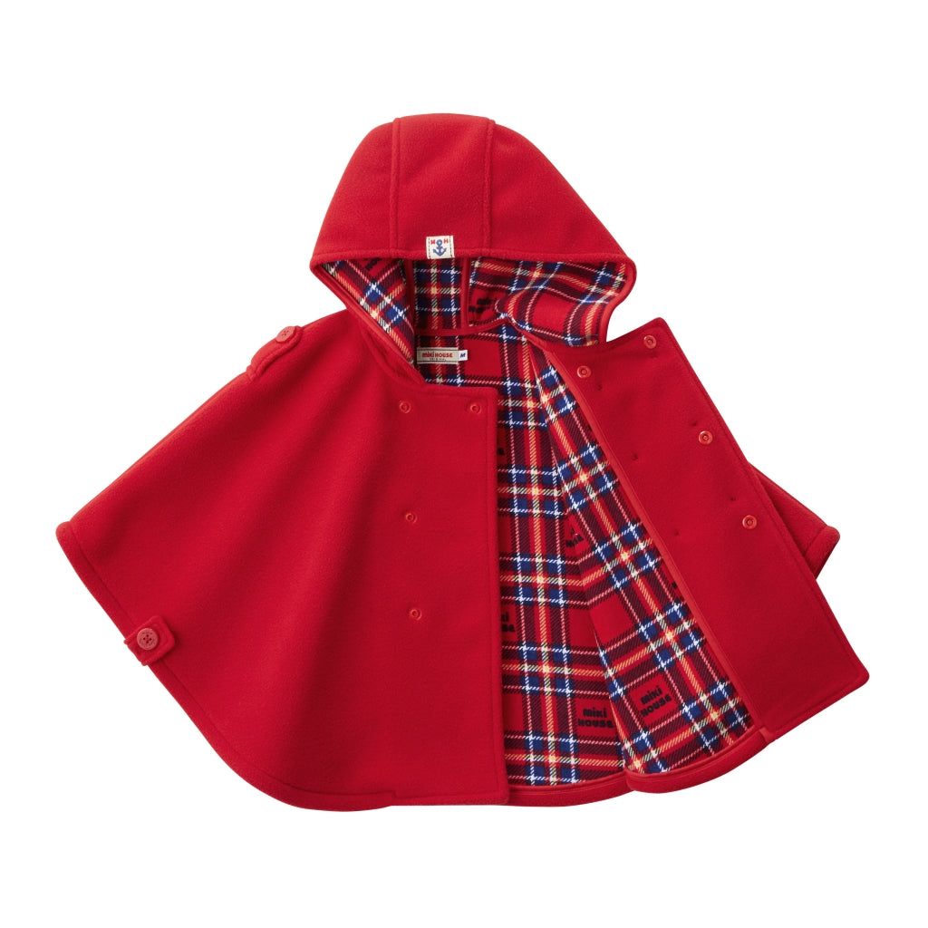 RED CAPE WITH CHECKED INTERIOR