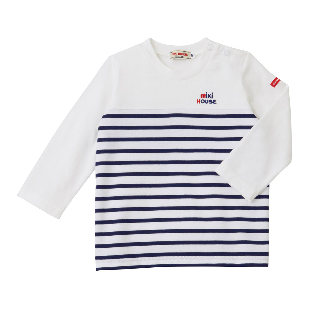 BLUE AND WHITE STRIPED COTTON T-SHIRT