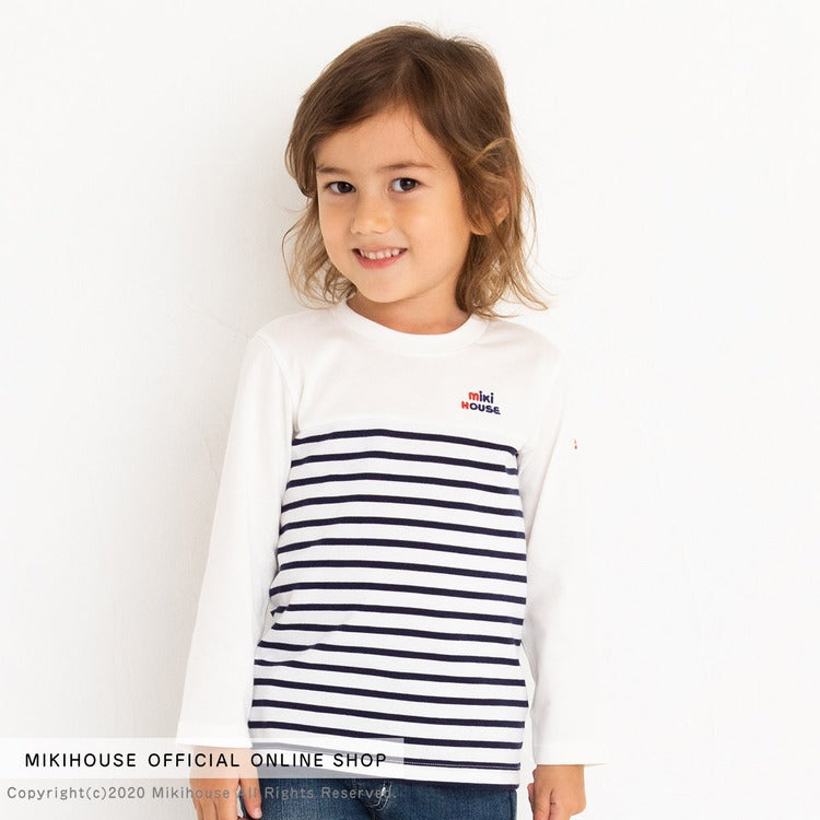 BLUE AND WHITE STRIPED COTTON T-SHIRT