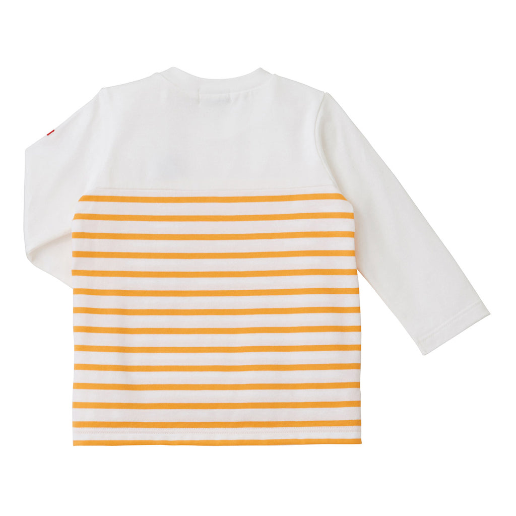 LONG-SLEEVED COTTON T-SHIRT WITH YELLOW AND WHITE STRIPES