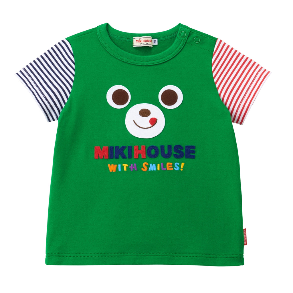 T-SHIRT VERT MIKI HOUSE WITH SMILES