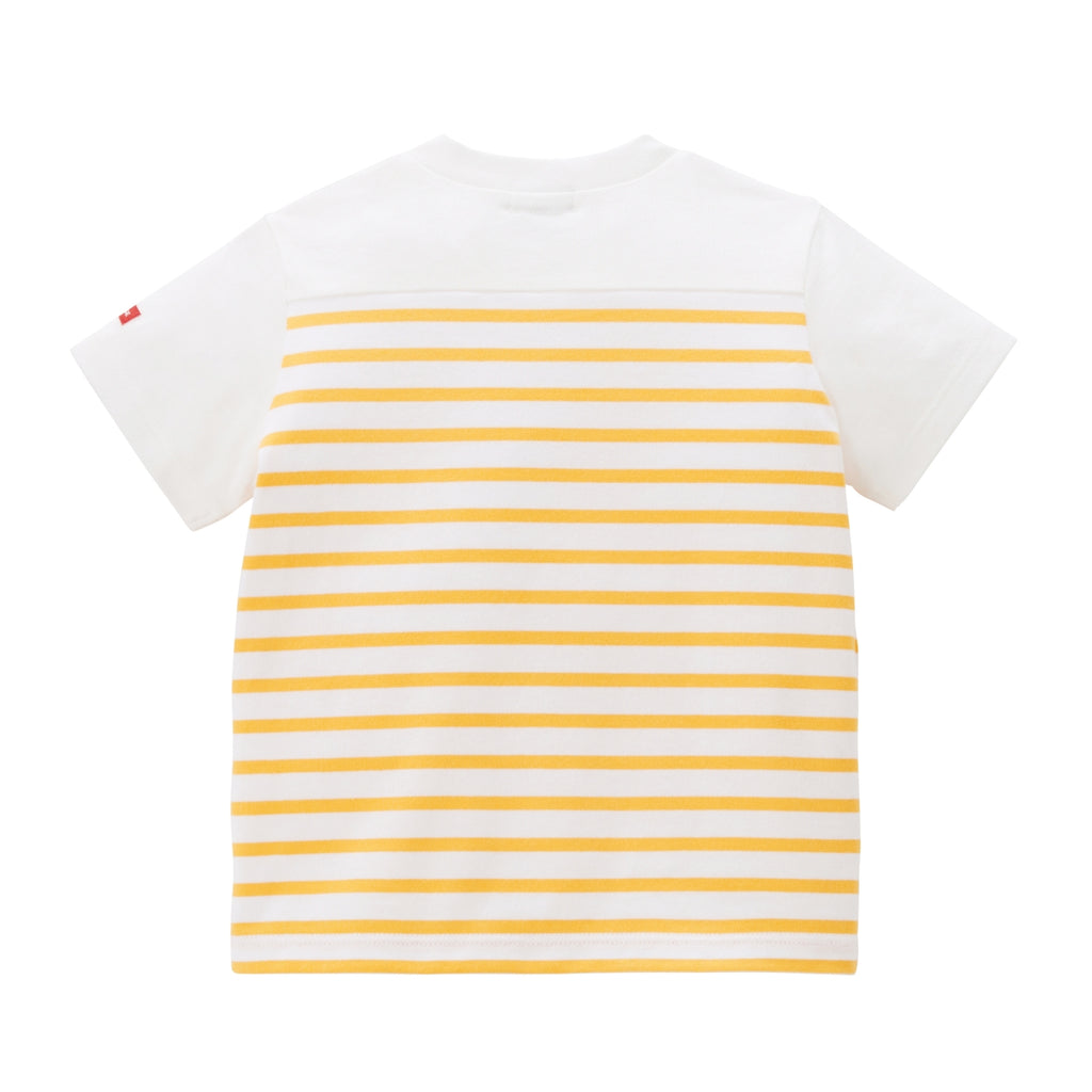 T-SHIRT MANCHES COURTES EN COTON À RAYURES JAUNE ET BLANC