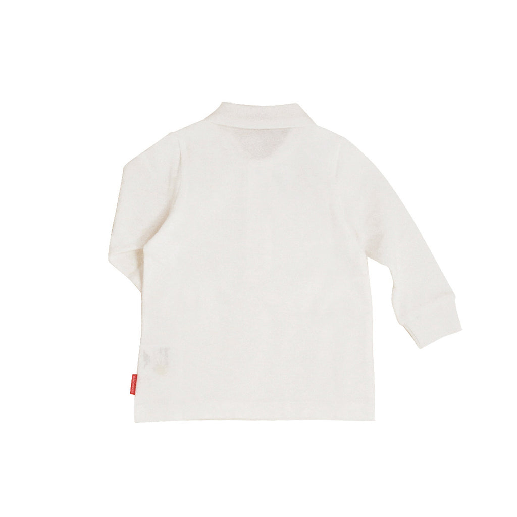 LONG SLEEVED WHITE COTTON POLO SHIRT