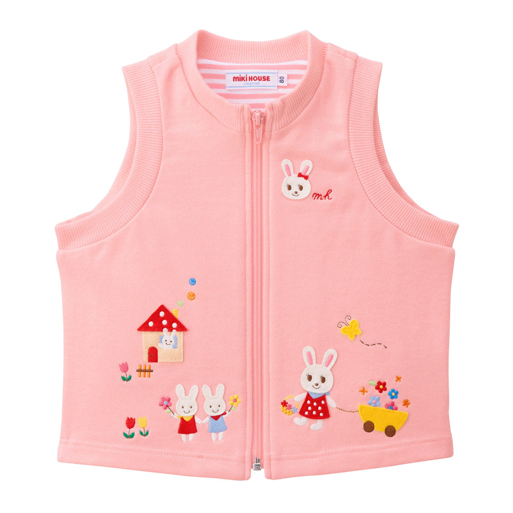 GILET SANS MANCHES EN COTON ROSE USAKO