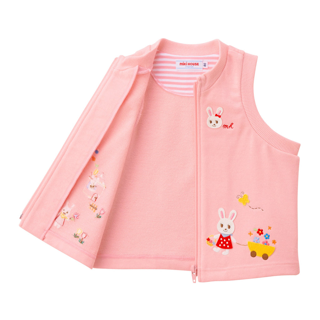 GILET SANS MANCHES EN COTON ROSE USAKO