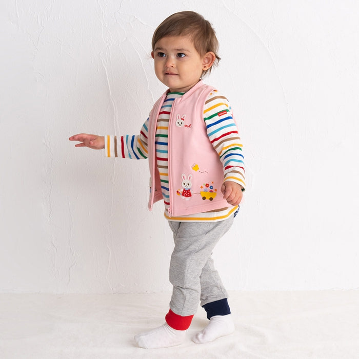 GILET SANS MANCHES EN COTON ROSE USAKO