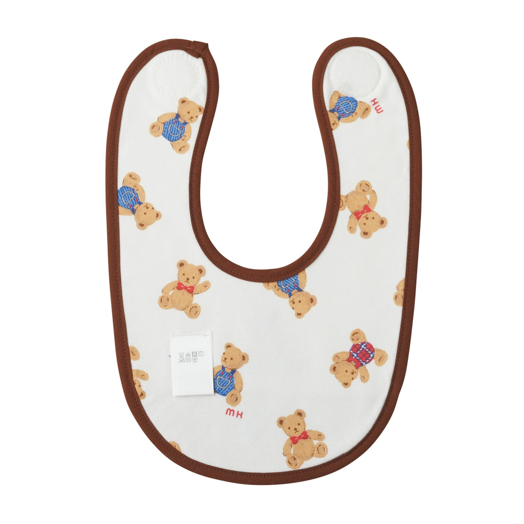 BAVOIR BLANC ET MARRON AVEC UN OURSON MIKI HOUSE