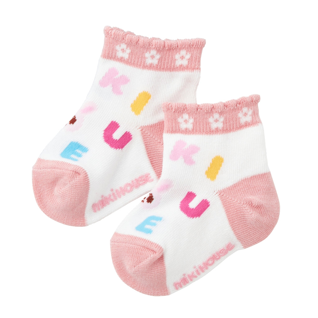 PINK SOCKS WITH LETTERS