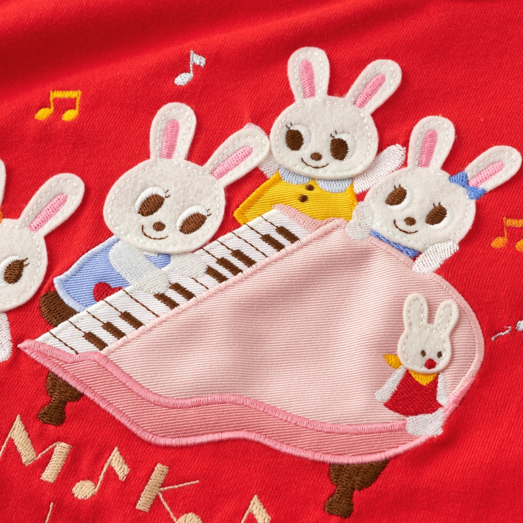 T- SHIRT ROUGE USAKO AU PIANO