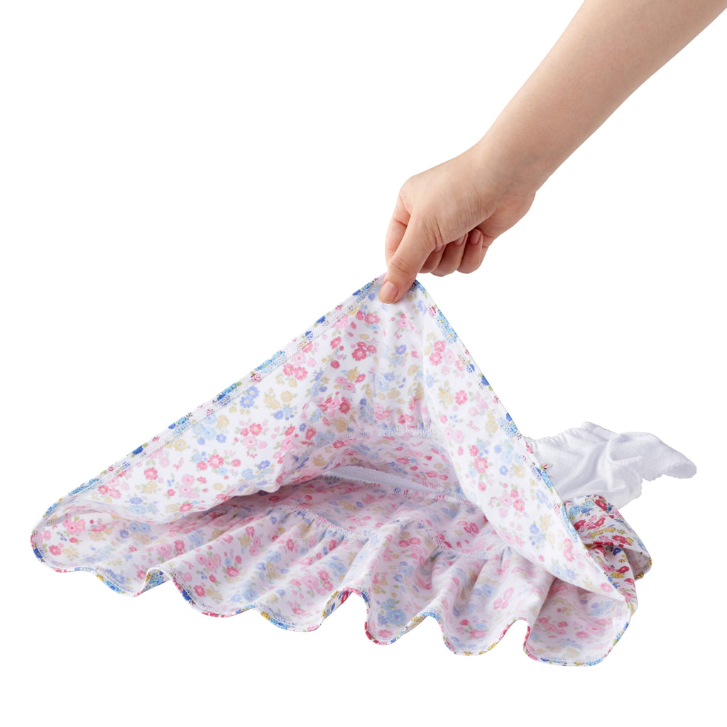 WHITE DRESS WITH FLORAL RUFFLES