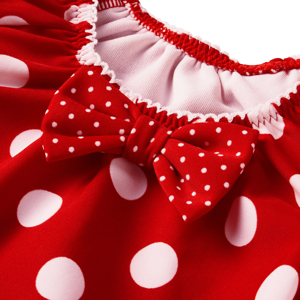 MAILLOT À POIS ET VOLANTS ROUGE