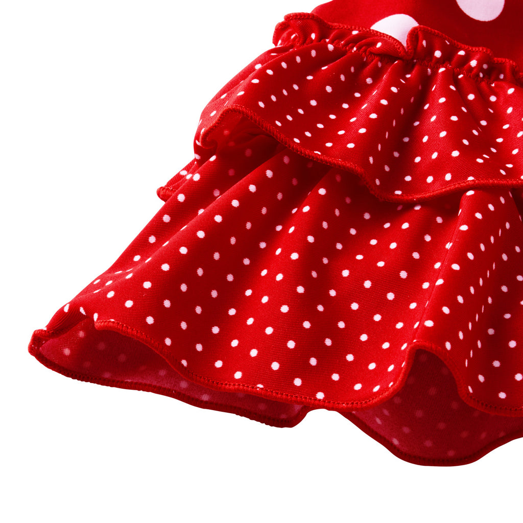 MAILLOT À POIS ET VOLANTS ROUGE