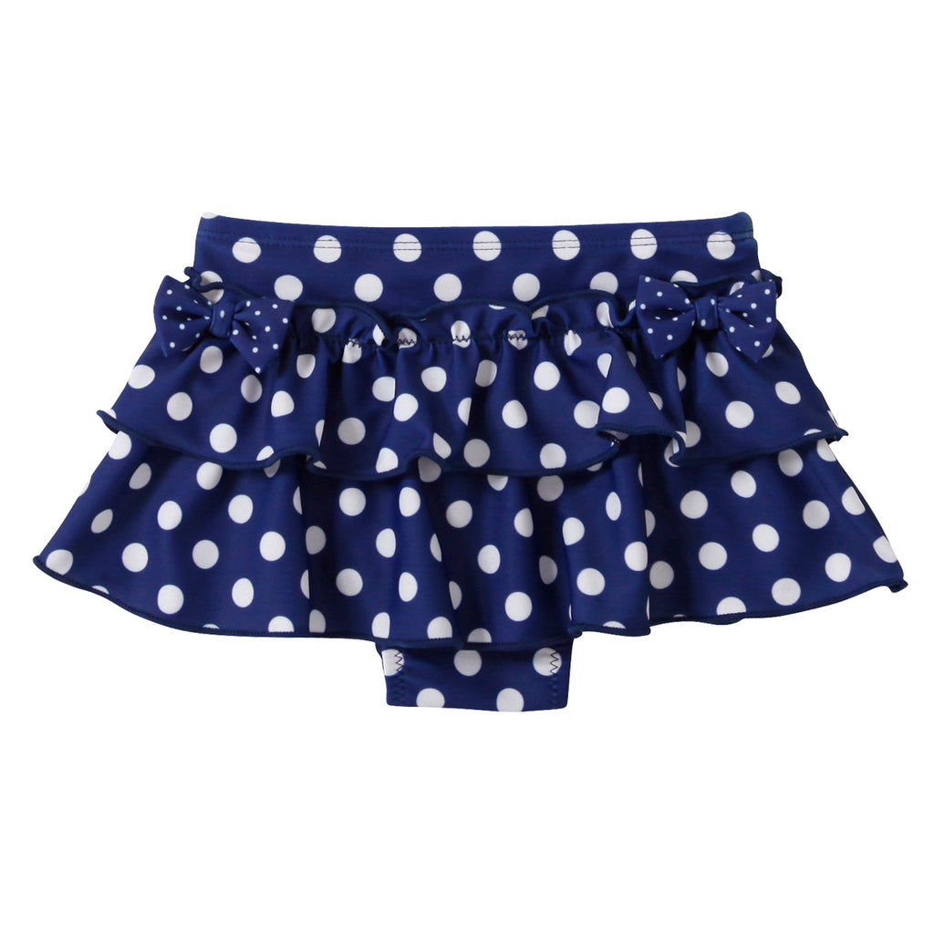 TWO-PIECE SWIMSUIT WITH POLKA DOTS AND BLUE STRIPES