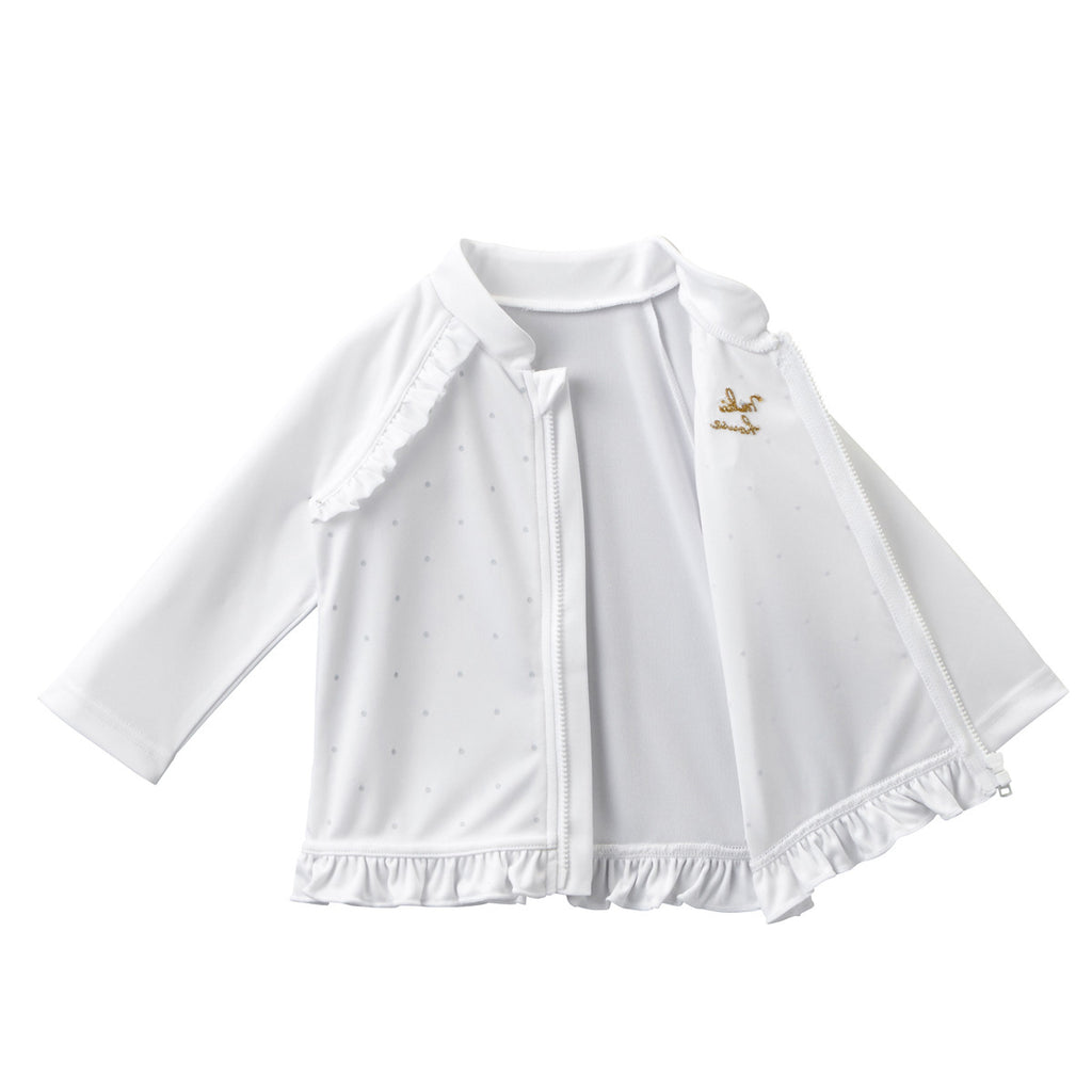 WHITE ANTI UV AQUATIC JACKET WITH RUFFLES