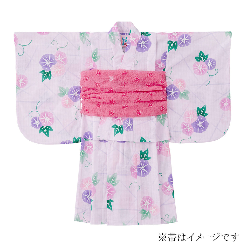 YUKATA EN COTON MOTIF FLEURS ROSE ET VIOLETTE