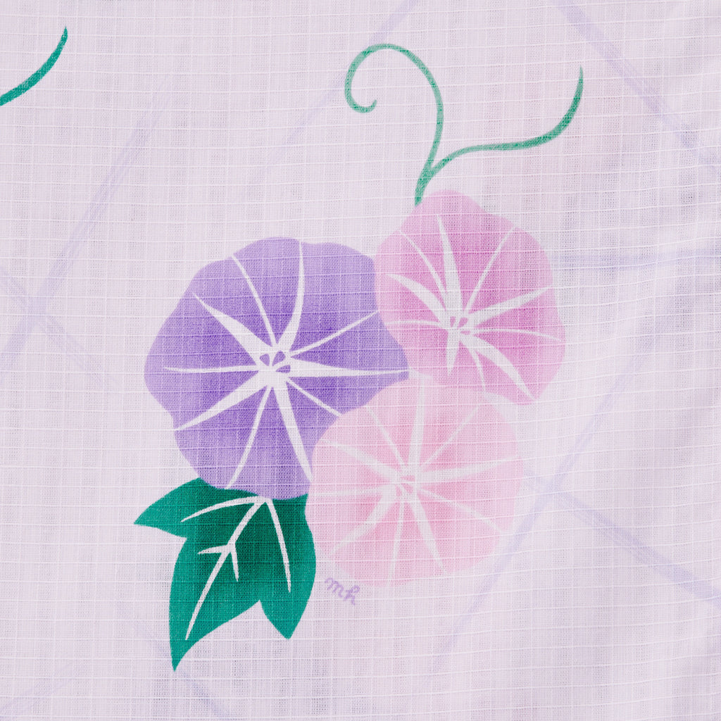 YUKATA EN COTON MOTIF FLEURS ROSE ET VIOLETTE