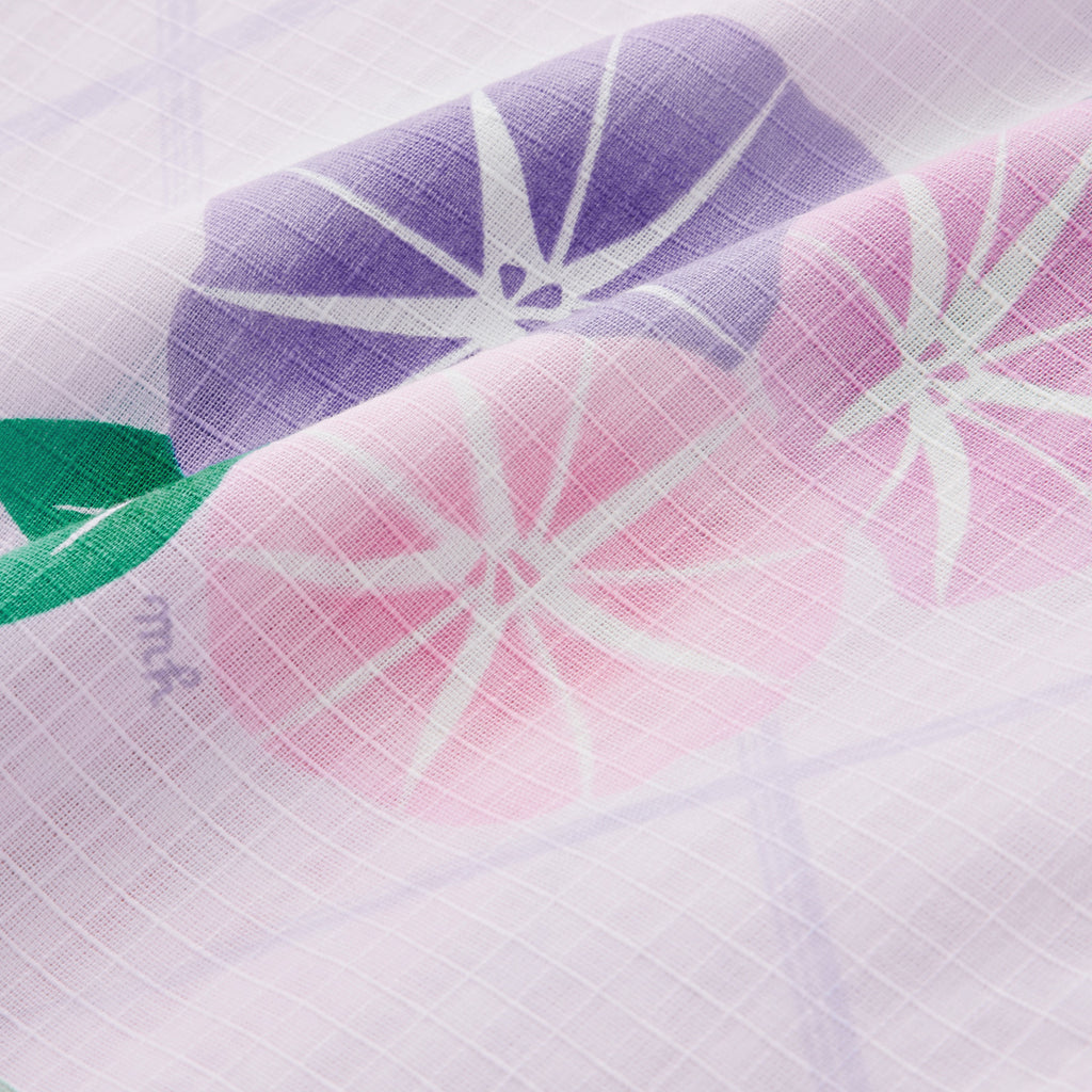 COTTON YUKATA WITH PURPLE FLOWER PATTERNS