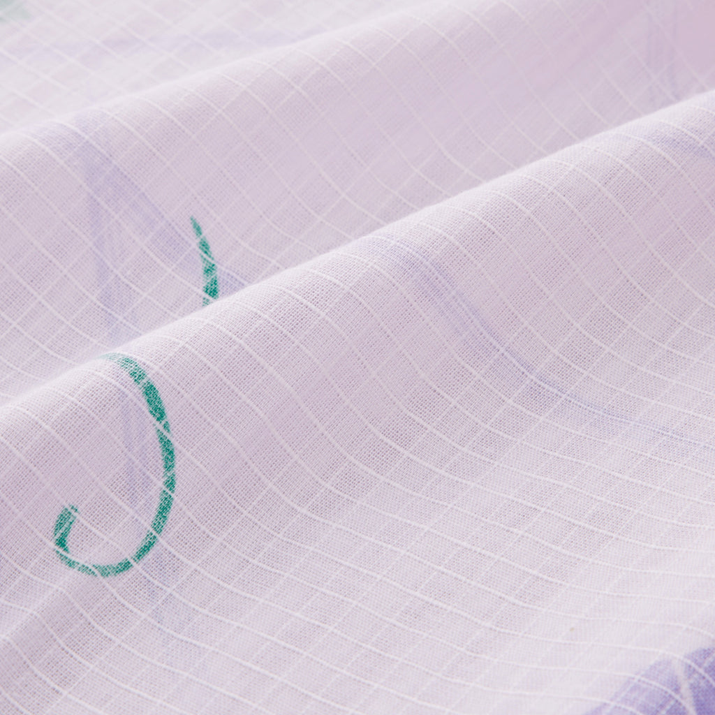COTTON YUKATA WITH PURPLE FLOWER PATTERNS