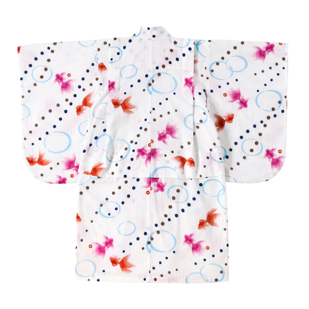 COTTON YUKATA WITH FISH PATTERNS PINK BELT