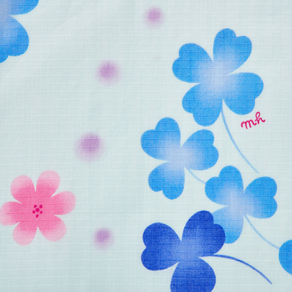BLUE CLOVER PRINT COTTON YUKATA