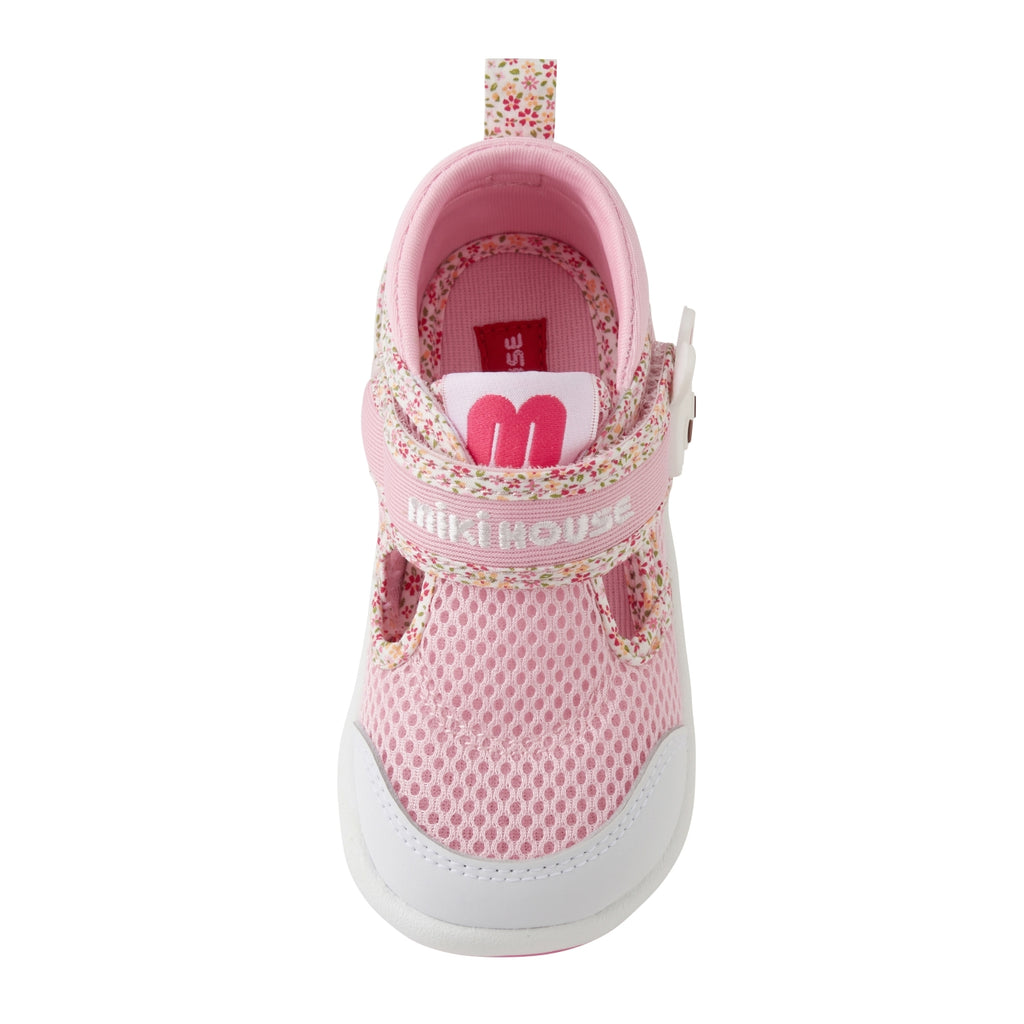 SANDALES ROSES À VELCRO MOTIF FLORAL