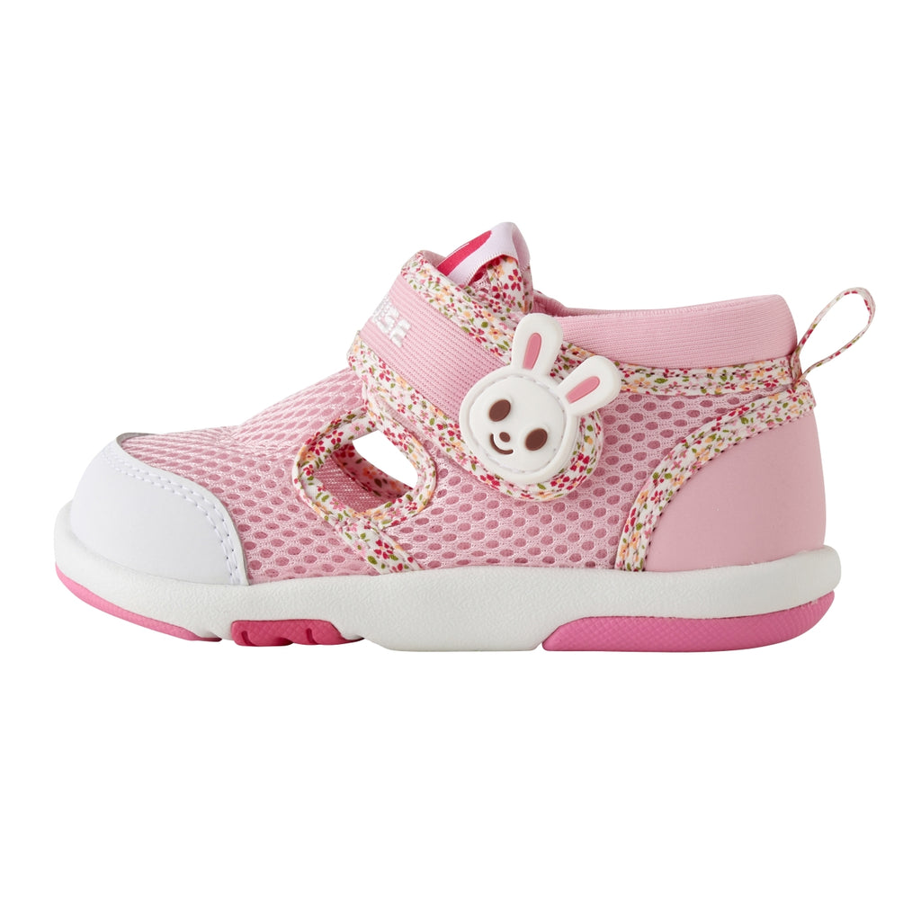 SANDALES ROSES À VELCRO MOTIF FLORAL