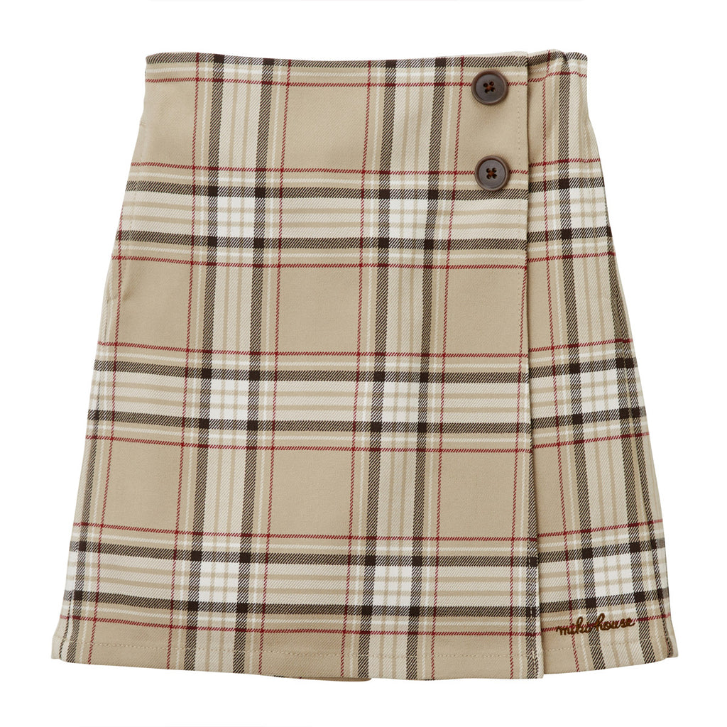 BEIGE CHECK CULOT SKIRT