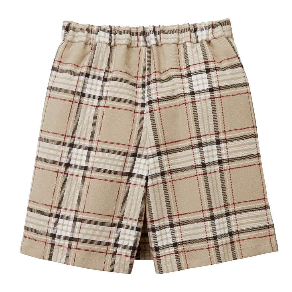 BEIGE CHECK CULOT SKIRT