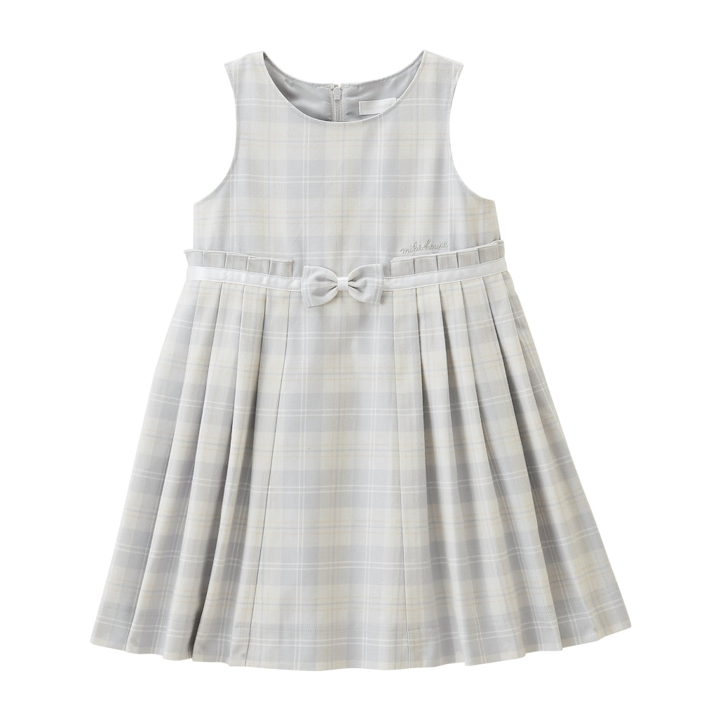 WHITE CHECKED DRESS WITH BOW
