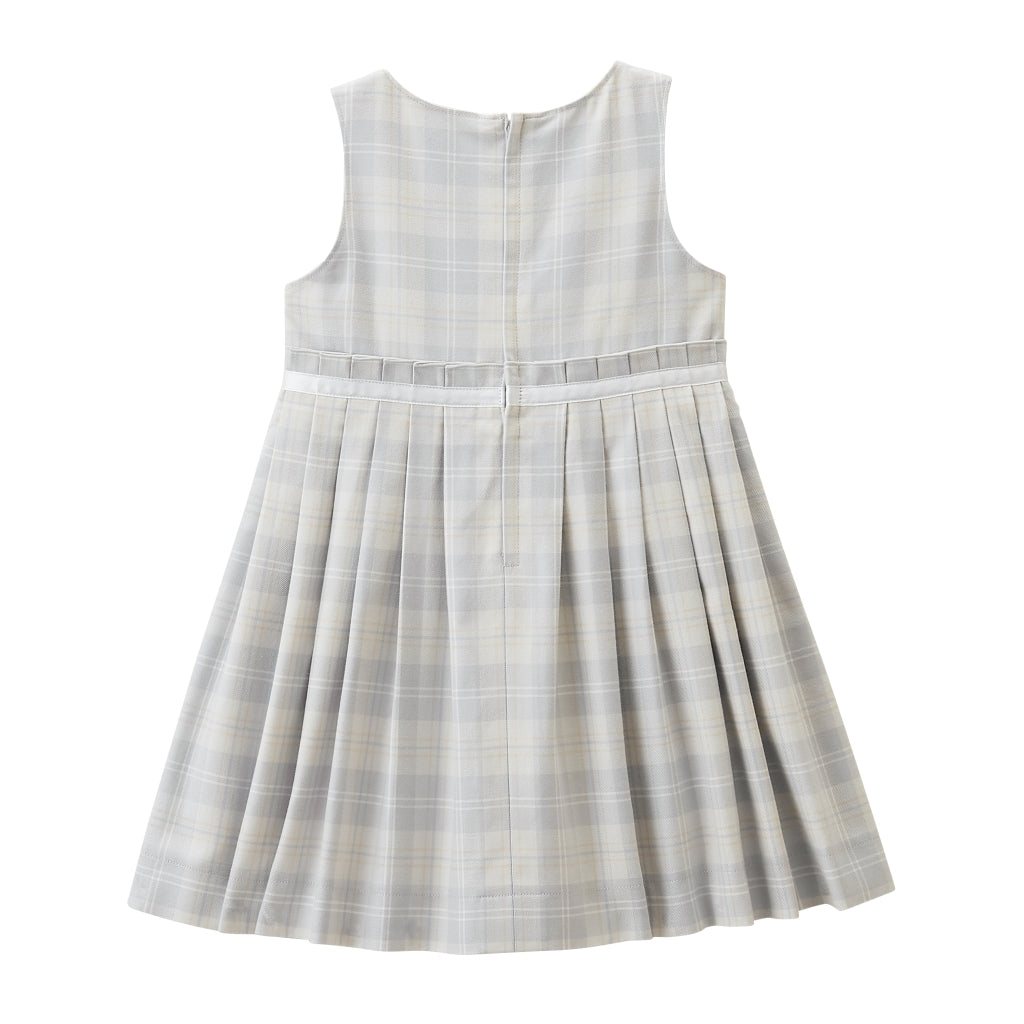 WHITE CHECKED DRESS WITH BOW