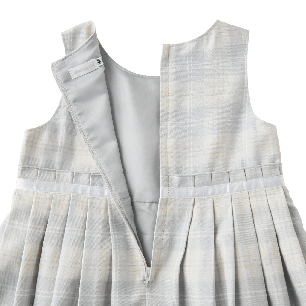 WHITE CHECKED DRESS WITH BOW