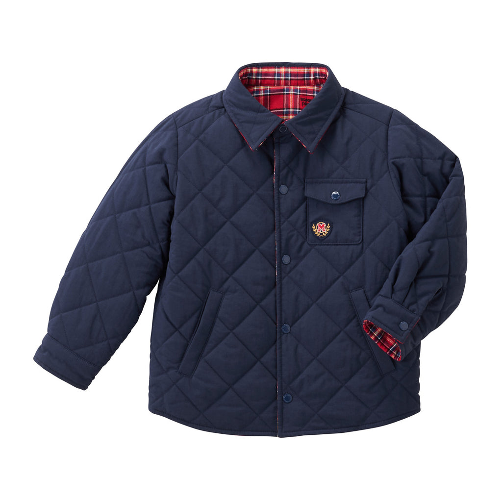 BLUE AND RED REVERSIBLE QUILTED JACKET