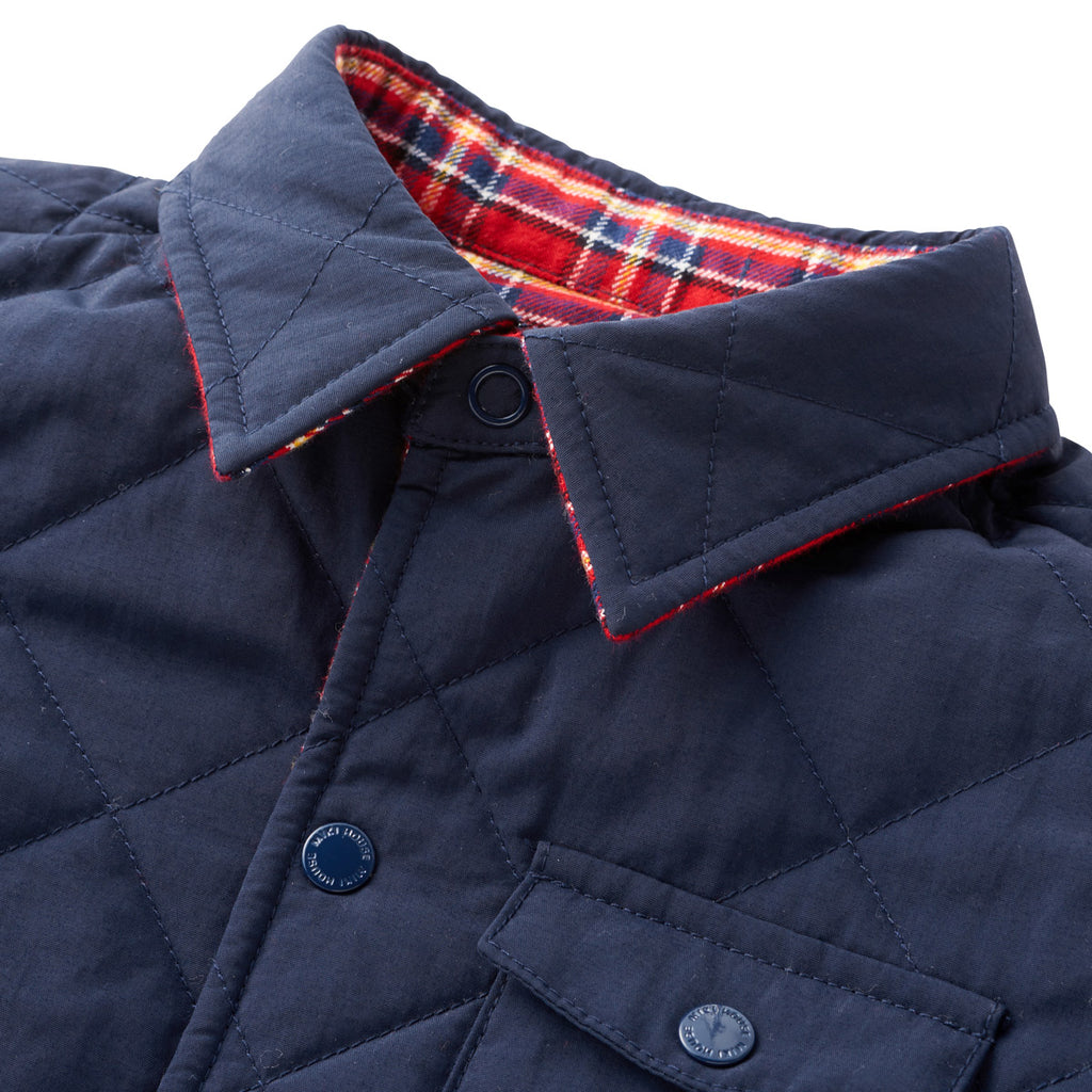 BLUE AND RED REVERSIBLE QUILTED JACKET