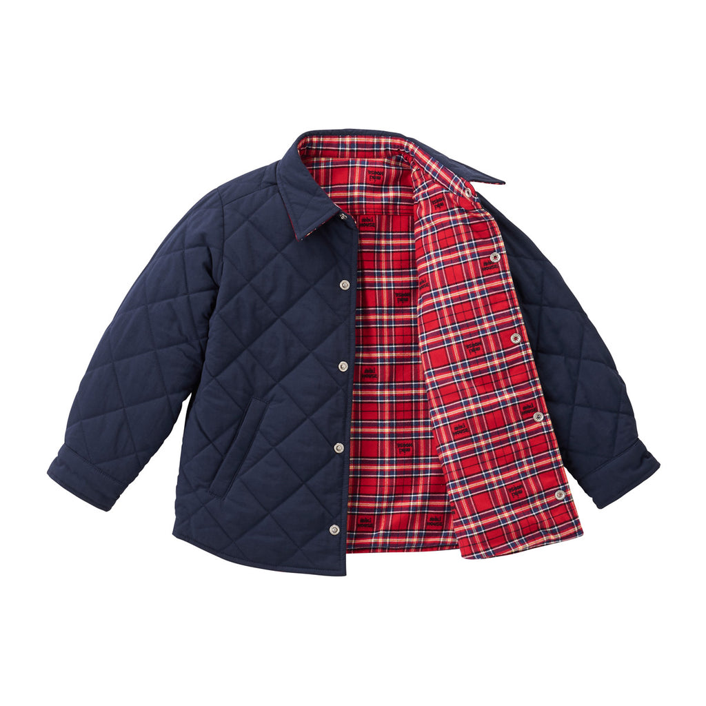BLUE AND RED REVERSIBLE QUILTED JACKET