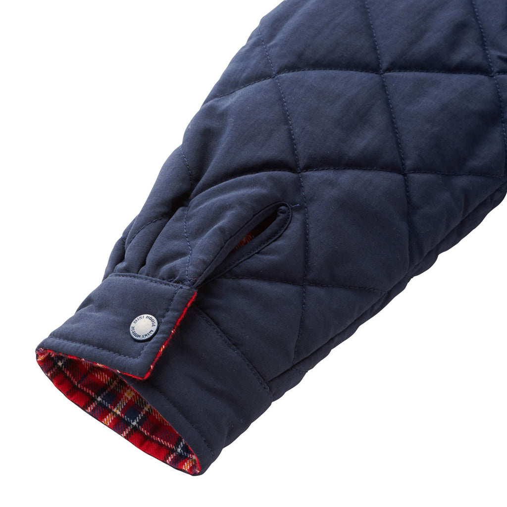 BLUE AND RED REVERSIBLE QUILTED JACKET