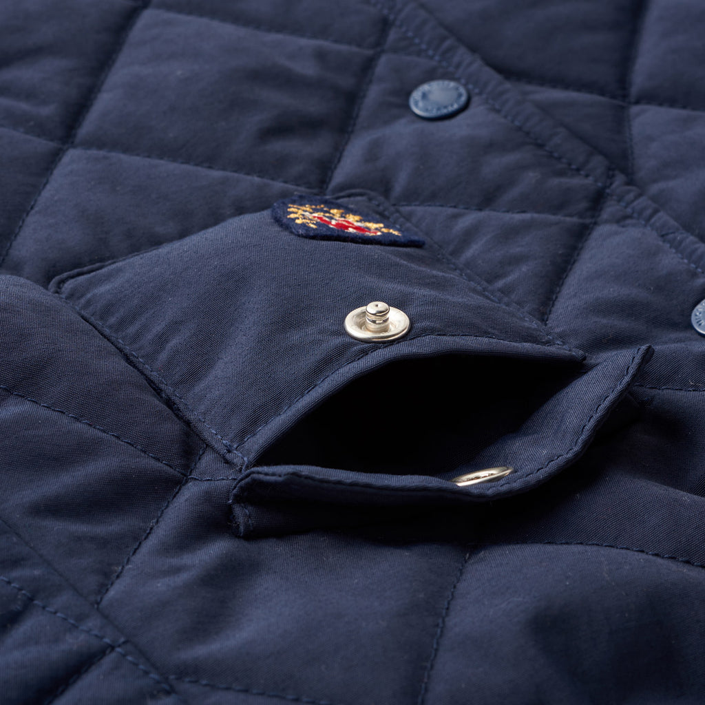 BLUE AND RED REVERSIBLE QUILTED JACKET