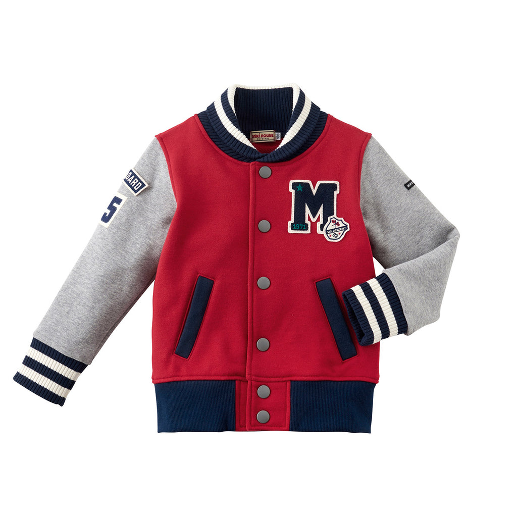 VESTE ESPRIT BASEBALL EN COTON ROUGE MANCHES GRISES