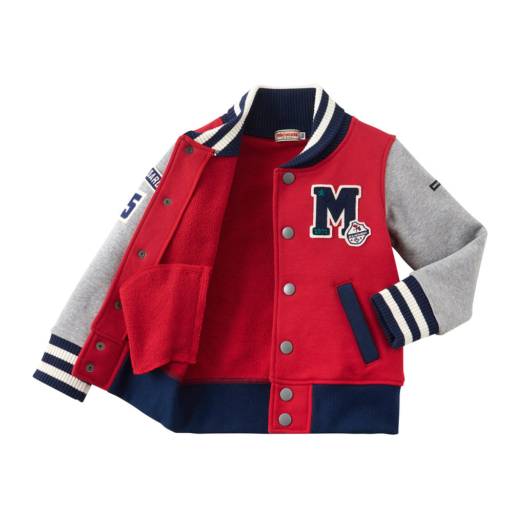 VESTE ESPRIT BASEBALL EN COTON ROUGE MANCHES GRISES