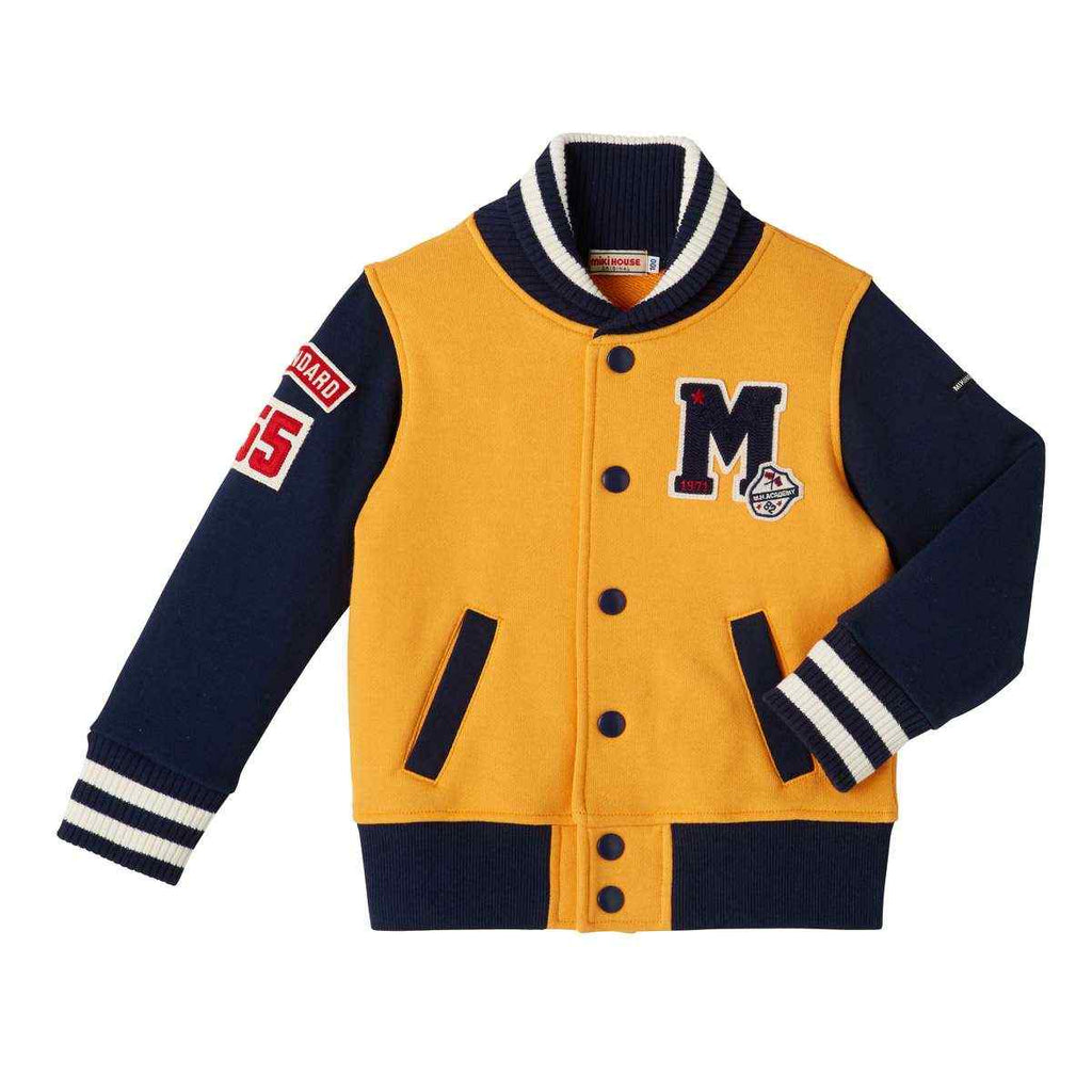 VESTE ESPRIT BASEBALL EN COTON JAUNES MANCHES BLEU MARINE