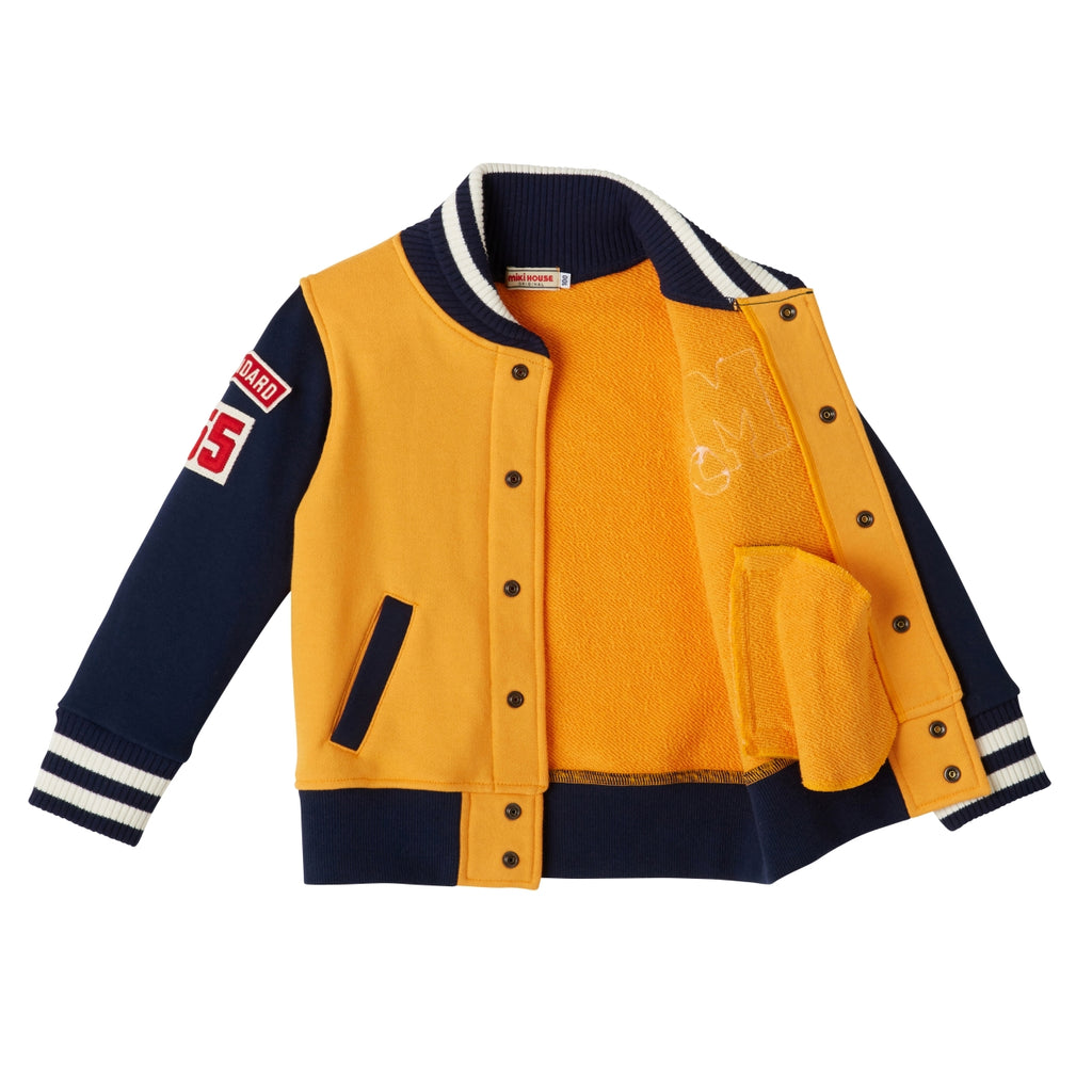 VESTE ESPRIT BASEBALL EN COTON JAUNES MANCHES BLEU MARINE