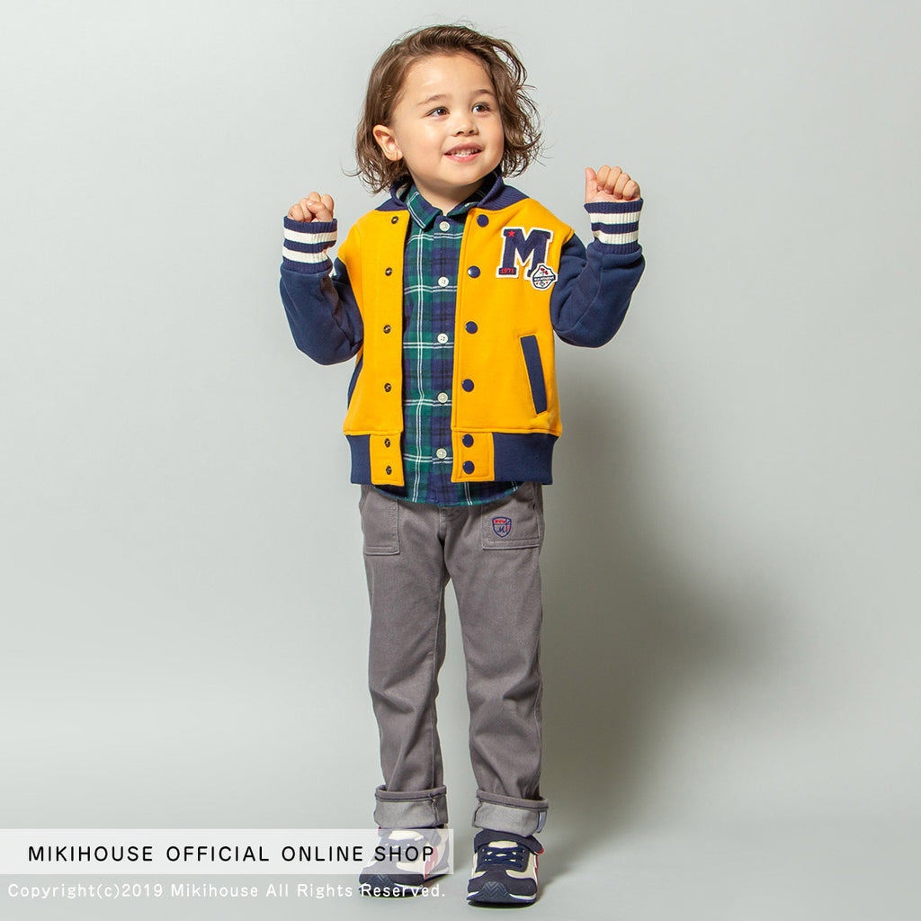 VESTE ESPRIT BASEBALL EN COTON JAUNES MANCHES BLEU MARINE